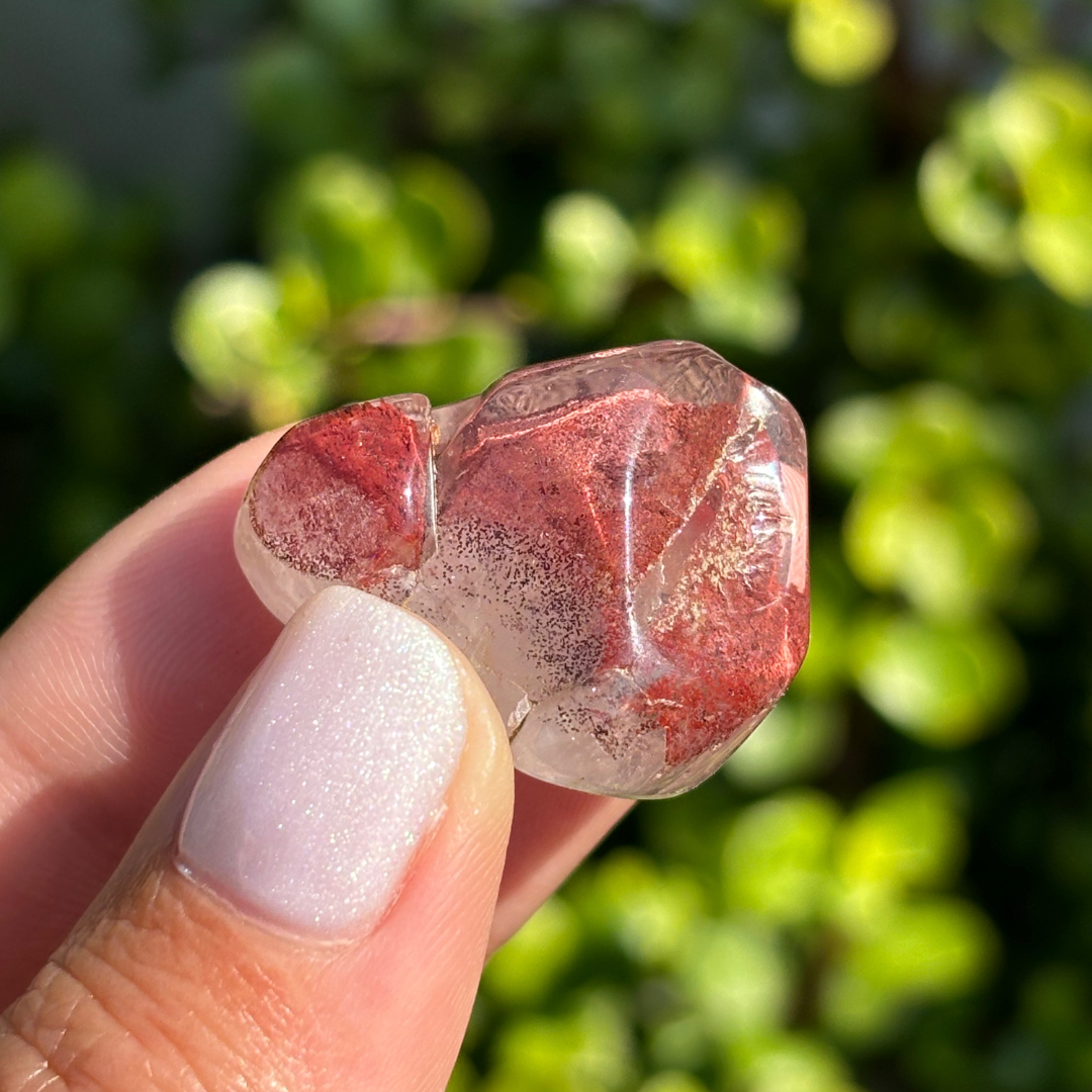 Ishuko Red Hematite Phantom Quartz Point - Polished