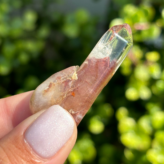 Ishuko Red Hematite Phantom Quartz Point - Polished