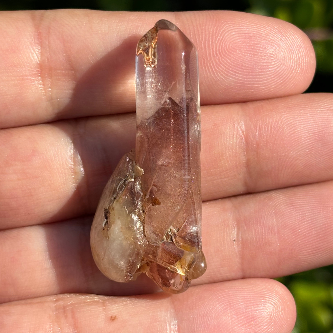 Ishuko Red Hematite Phantom Quartz Point - Polished