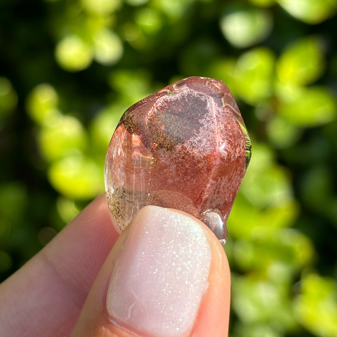 Ishuko Red Hematite Phantom Quartz Point - Polished