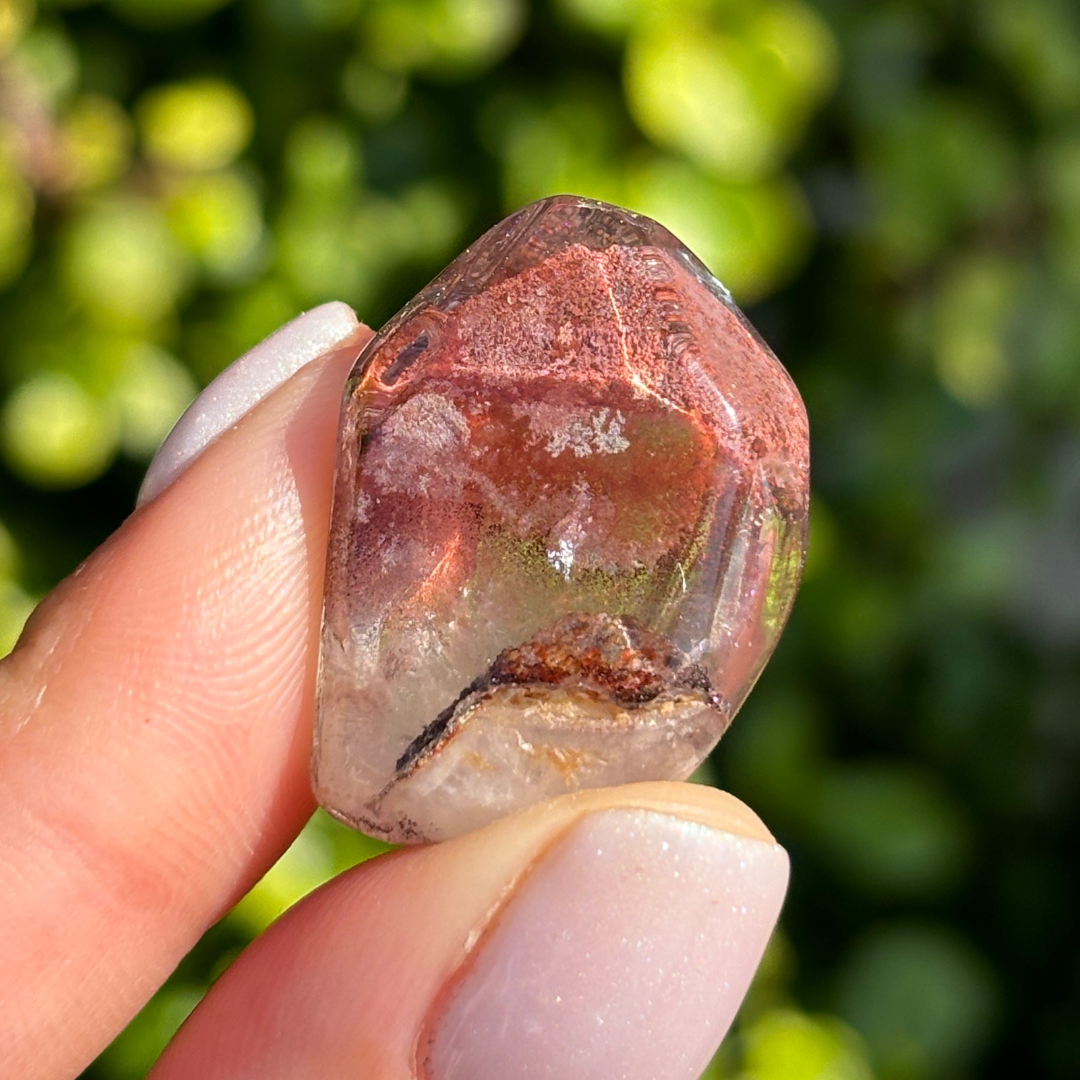 Ishuko Red Hematite Phantom Quartz Point - Polished