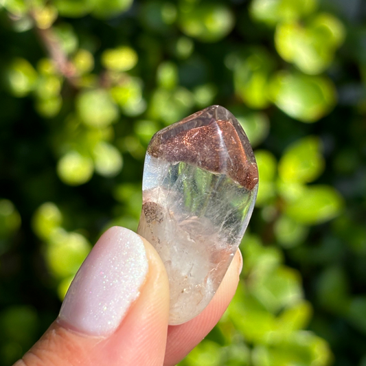 Ishuko Red Hematite Phantom Quartz Point - Polished