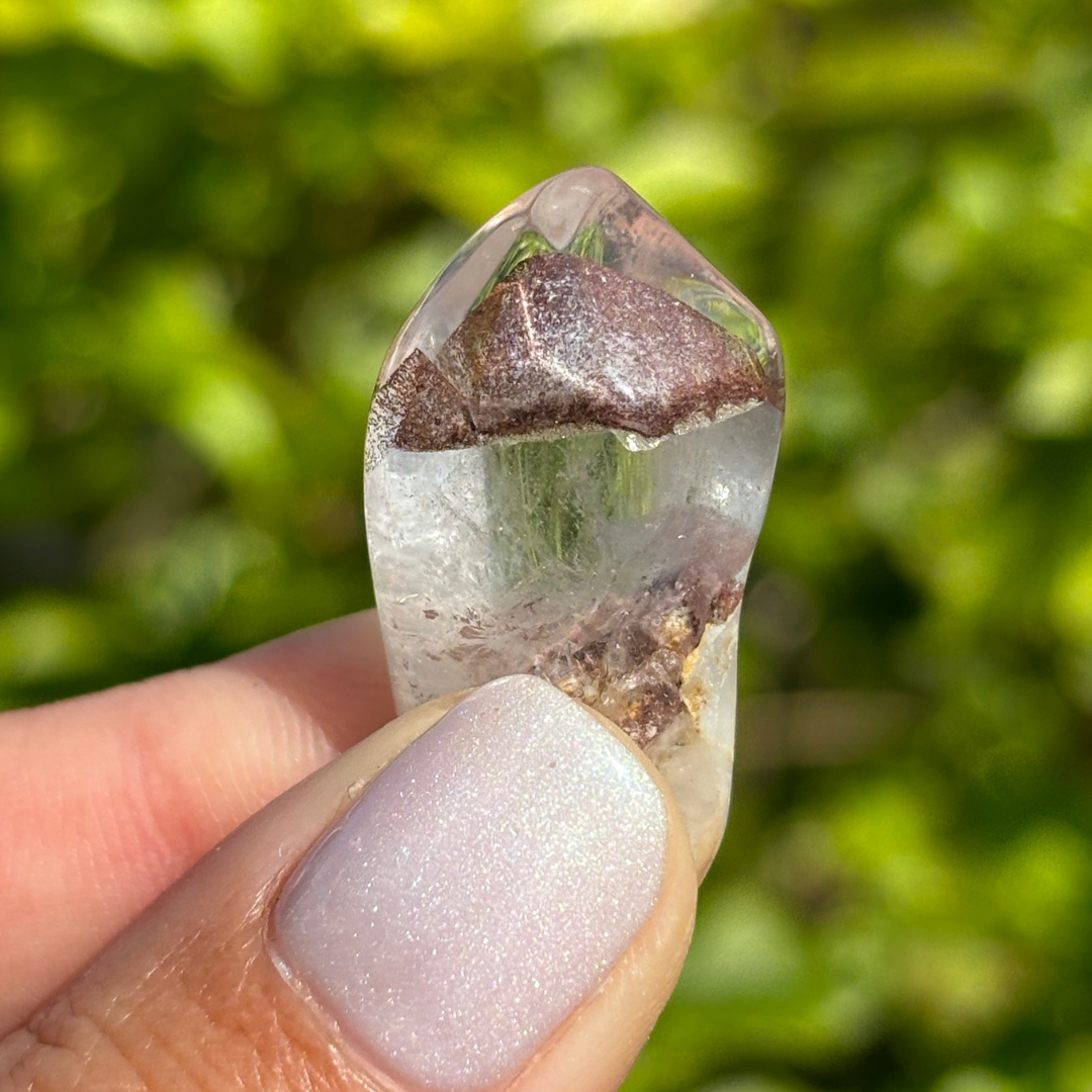 Ishuko Red Hematite Phantom Quartz Point - Polished