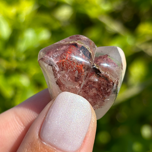 Ishuko Red Hematite Phantom Quartz Point - Polished