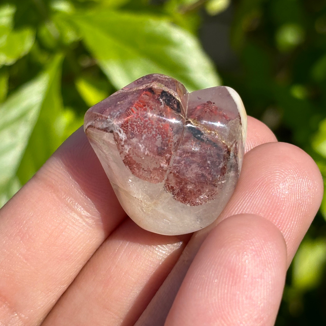 Ishuko Red Hematite Phantom Quartz Point - Polished