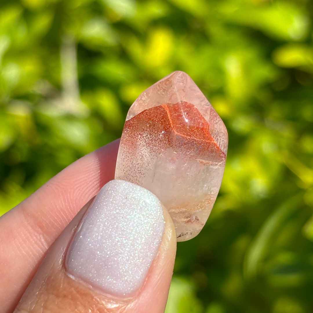 Ishuko Red Hematite Phantom Quartz Point - Polished