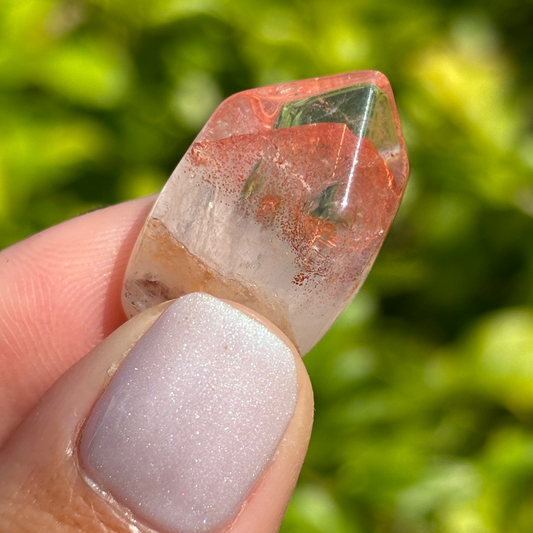 Ishuko Red Hematite Phantom Quartz Point - Polished