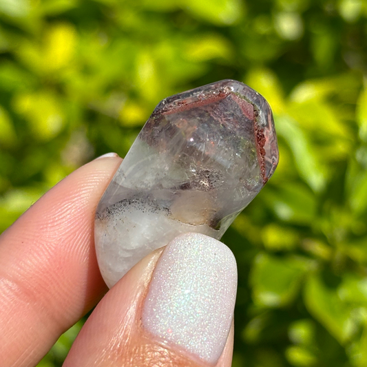 Ishuko Red Hematite Phantom Quartz Point - Polished