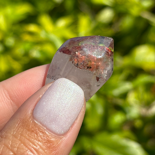 Ishuko Red Hematite Phantom Quartz Point - Polished