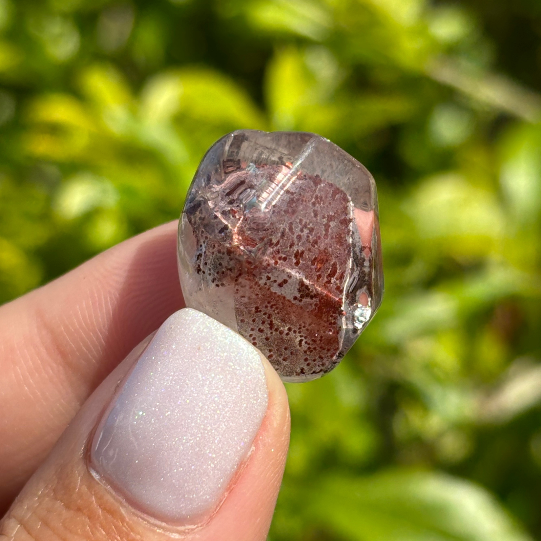 Ishuko Red Hematite Phantom Quartz Point - Polished