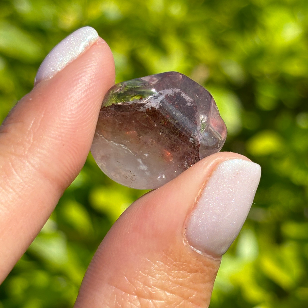 Ishuko Red Hematite Phantom Quartz Point - Polished