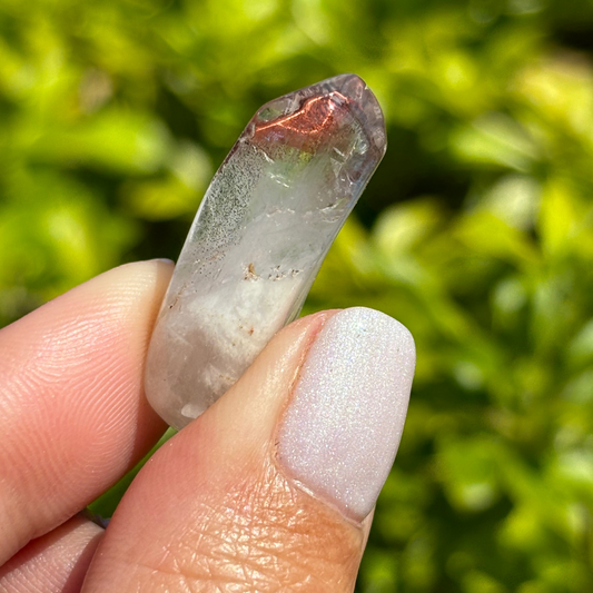 Ishuko Red Hematite Phantom Quartz Point - Polished