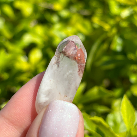 Ishuko Red Hematite Phantom Quartz Point - Polished