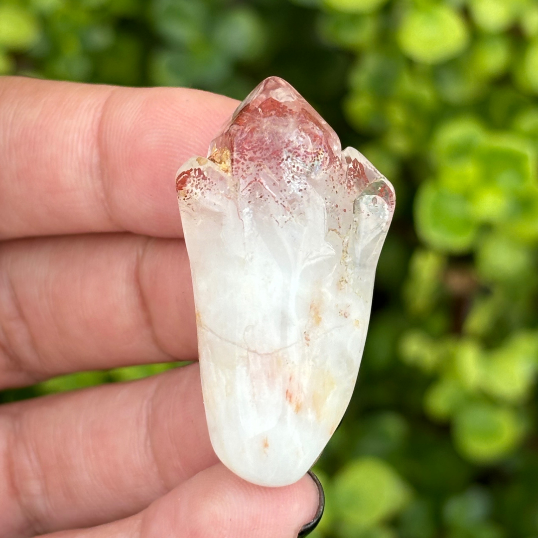 Ishuko Red Hematite Phantom Quartz Point - Polished