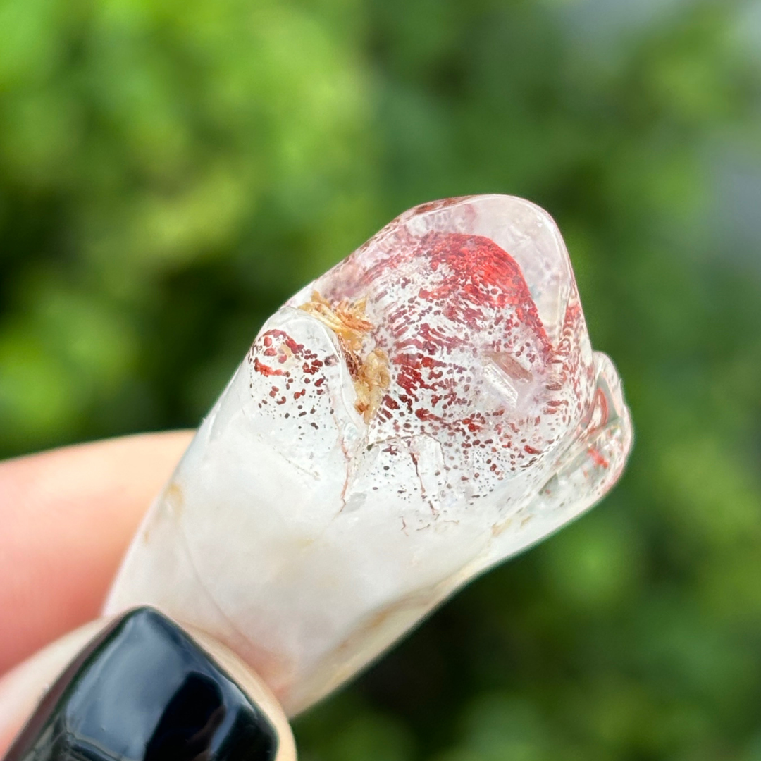 Ishuko Red Hematite Phantom Quartz Point - Polished