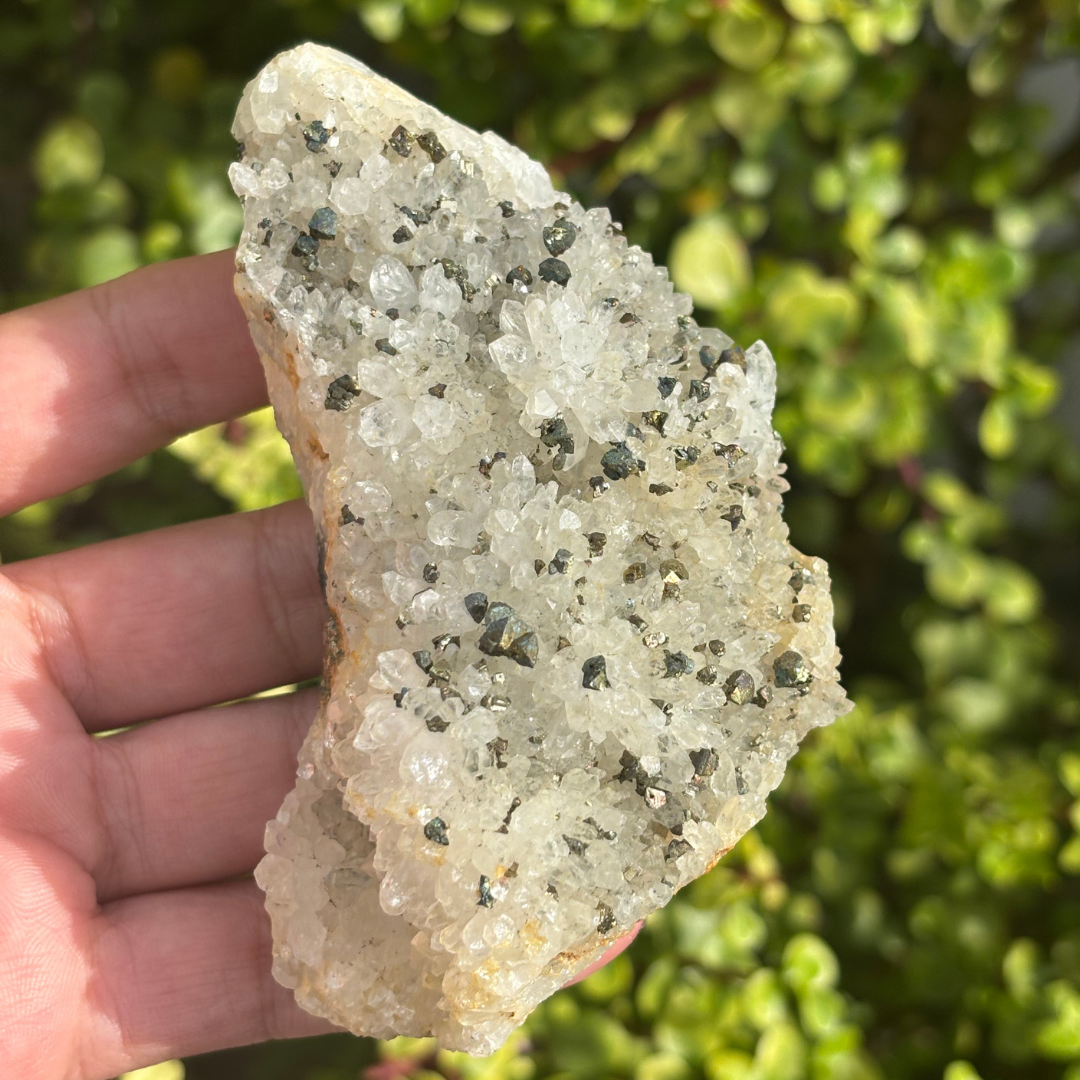 Quartz Cluster with Chalcopyrite