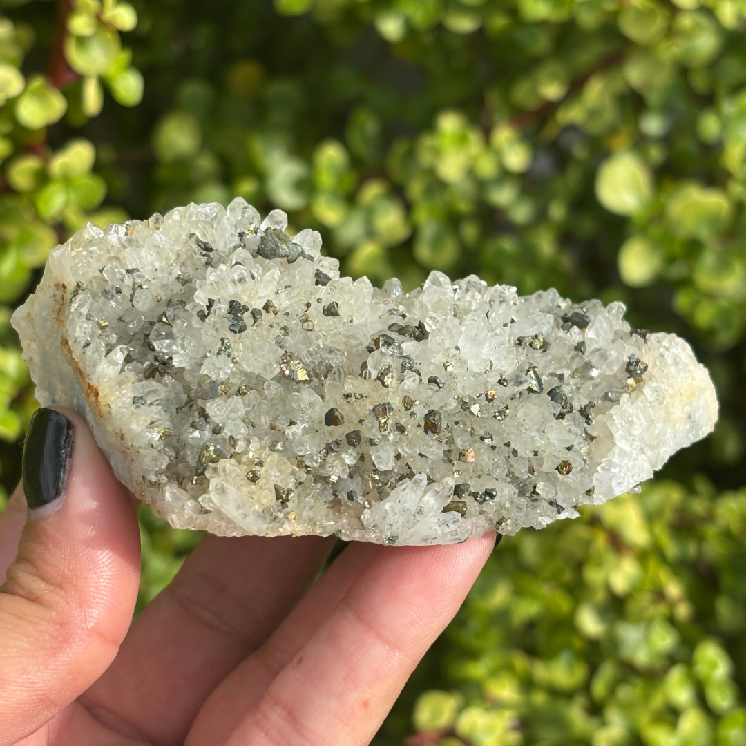 Quartz Cluster with Chalcopyrite
