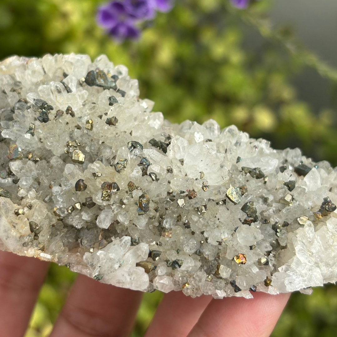 Quartz Cluster with Chalcopyrite