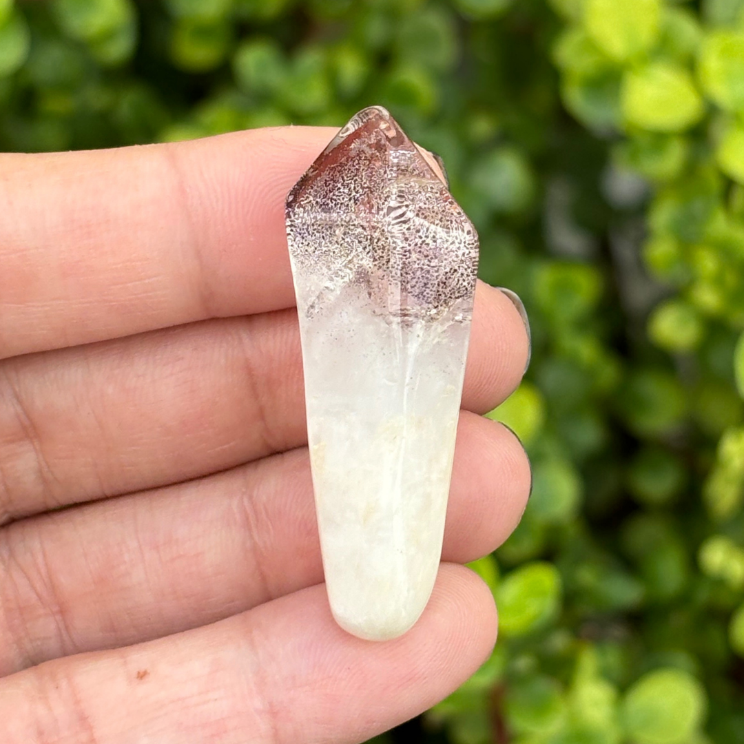 Ishuko Red Hematite Phantom Quartz Point - Polished