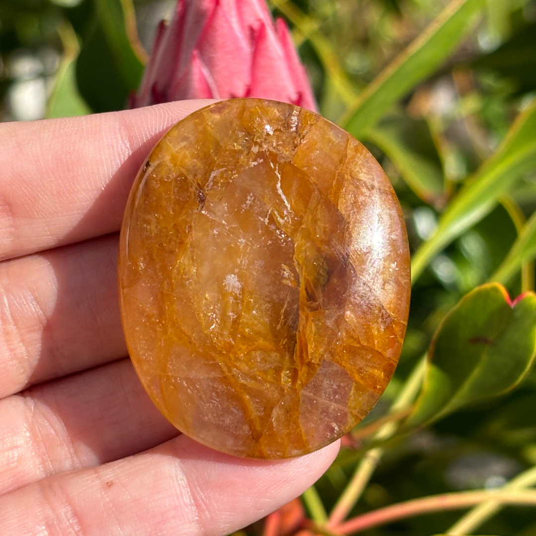 Golden Healer Hematoid Quartz Palm Stone