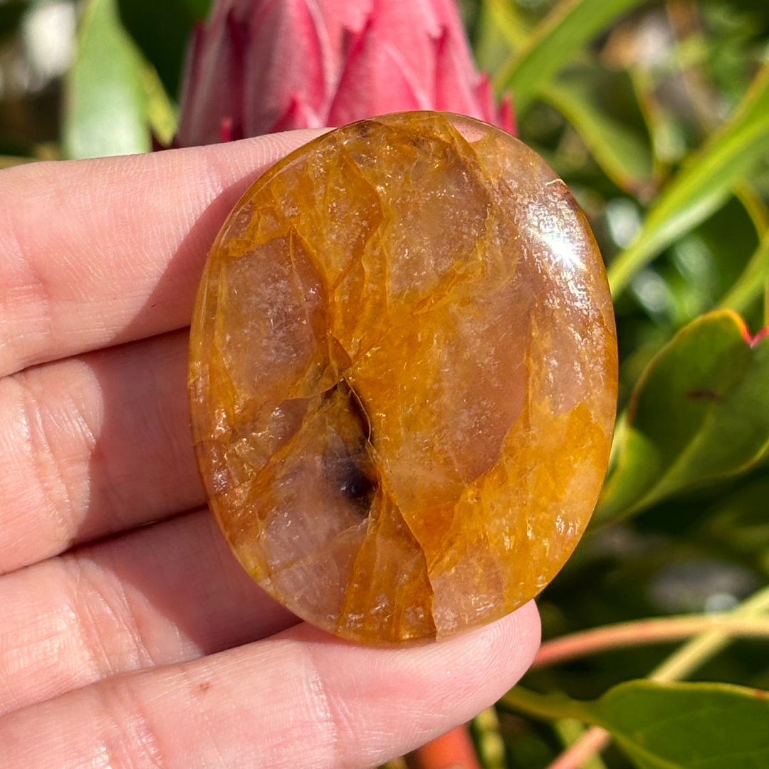 Golden Healer Hematoid Quartz Palm Stone