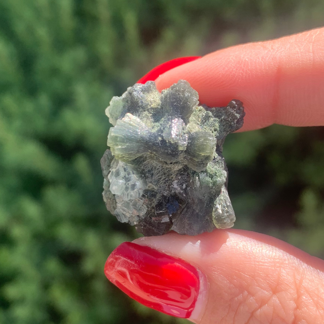 Green Prehnite and Epidote Cluster