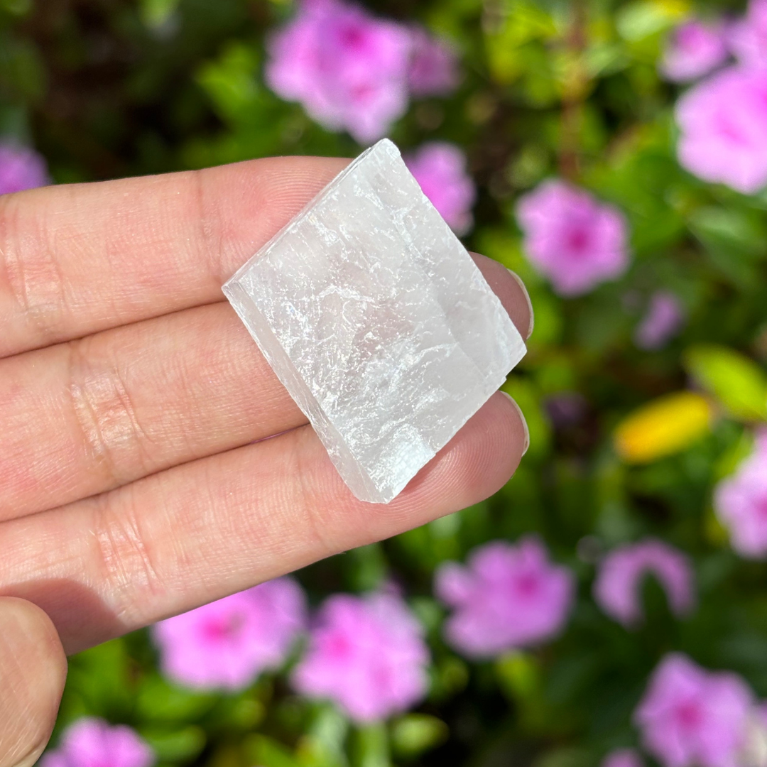 White Calcite Natural Rhombohedral Specimen