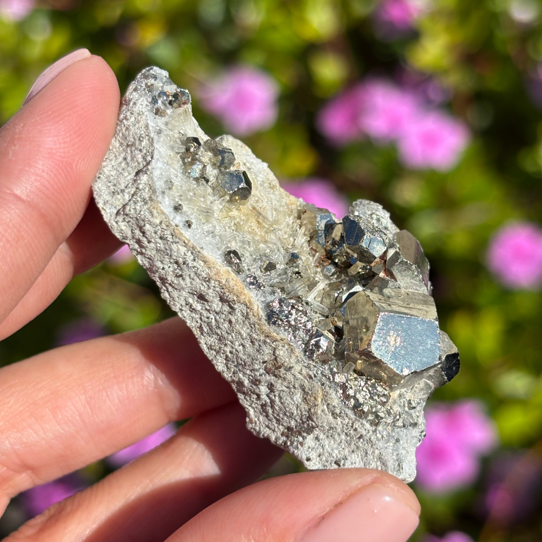 Clear Quartz with Pyrite Cluster