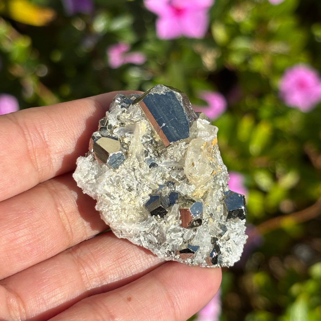 Clear Quartz with Pyrite Cluster