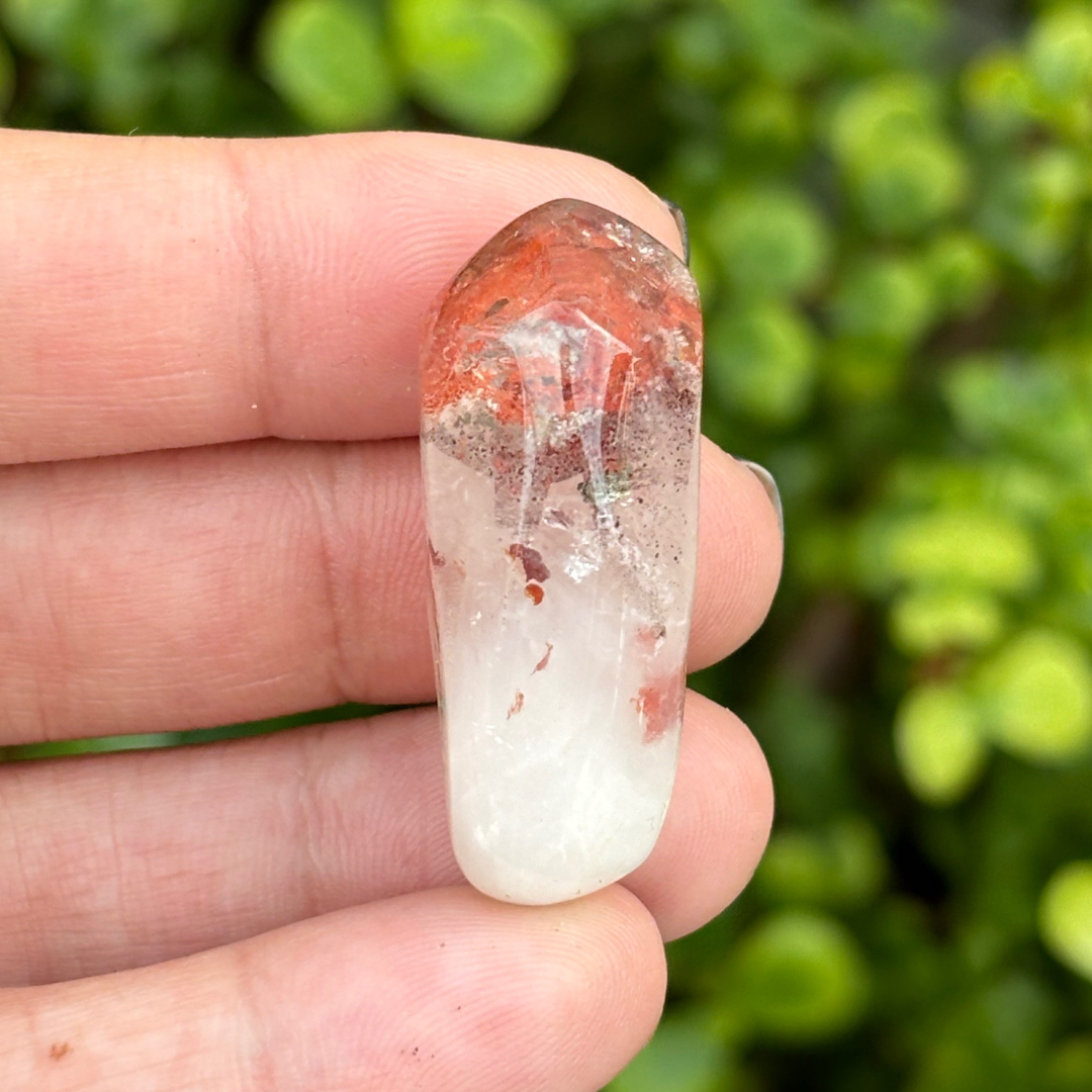 Ishuko Red Hematite Phantom Quartz Point - Polished