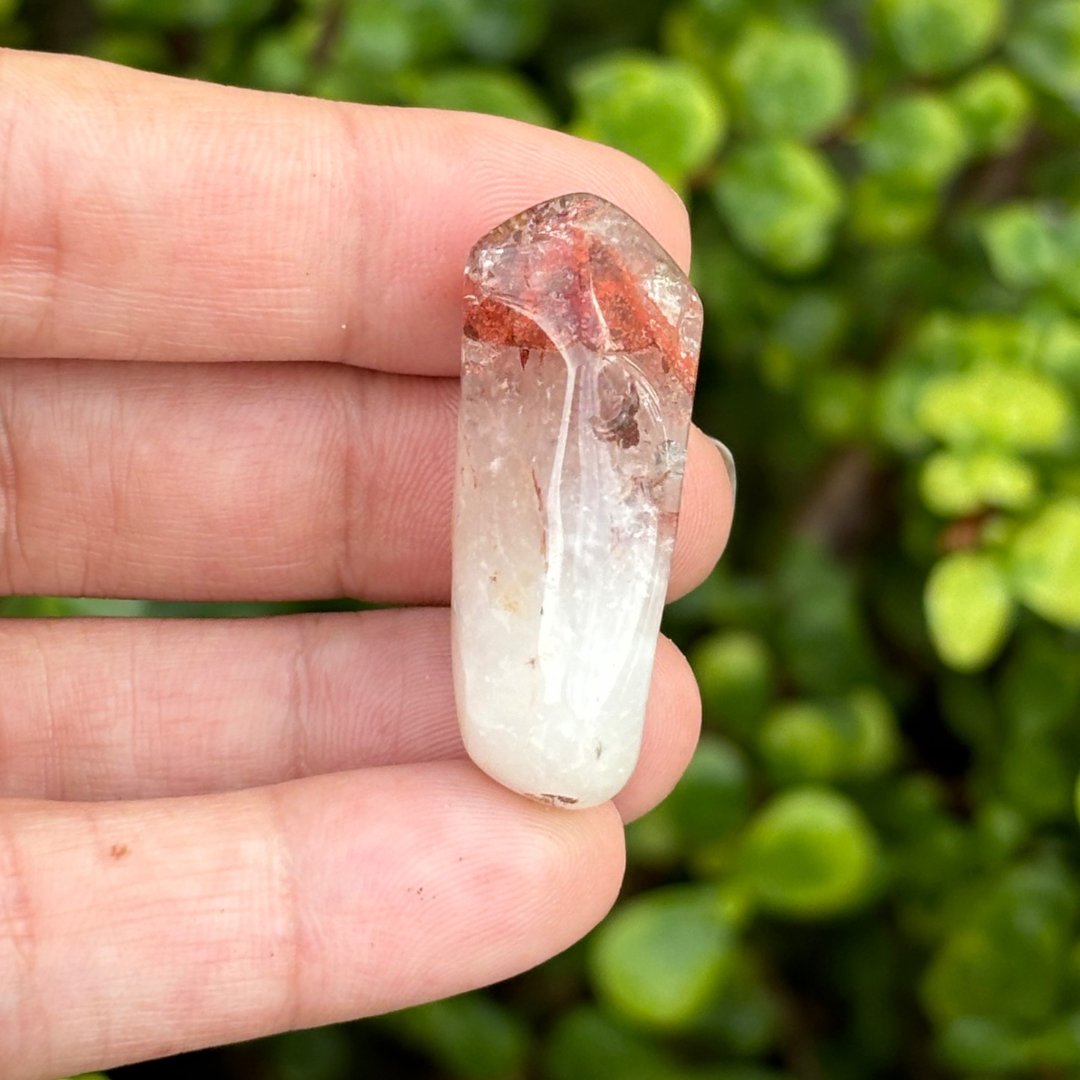 Ishuko Red Hematite Phantom Quartz Point - Polished
