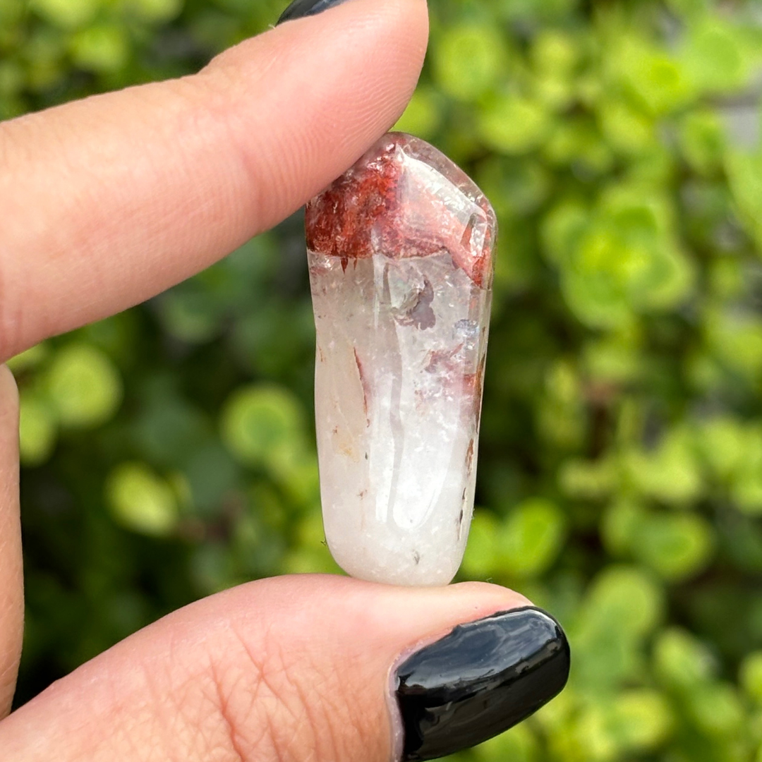 Ishuko Red Hematite Phantom Quartz Point - Polished