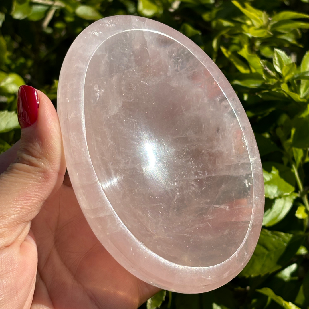 Rose Quartz Polished Bowl - Oval