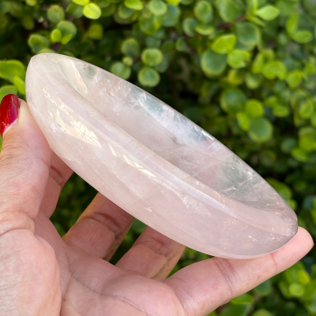 Rose Quartz Polished Bowl - Oval