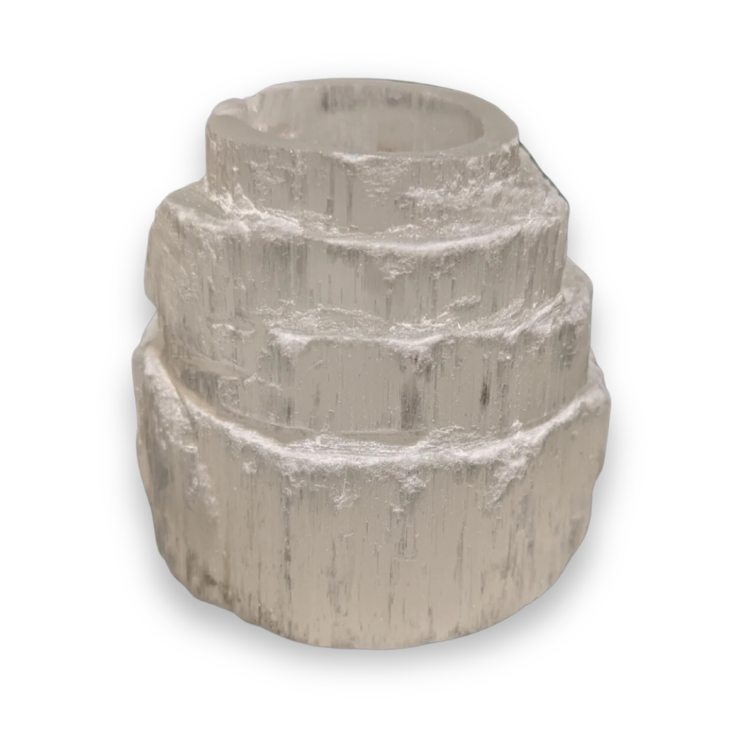 Selenite Rough Tealight Candle Holder