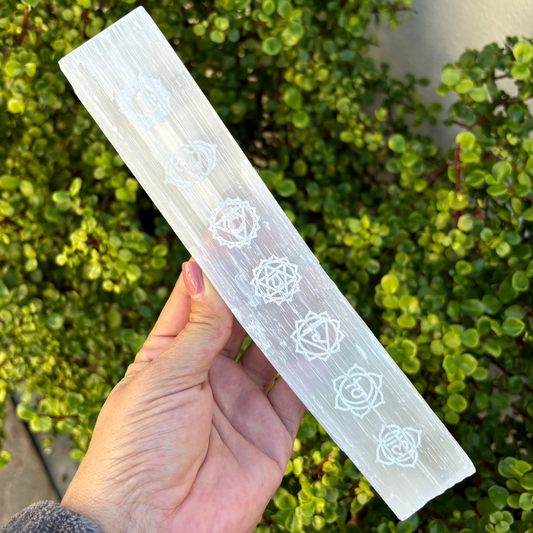 Chakra Engraved Selenite Tile