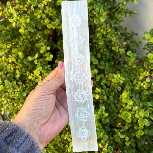 Chakra Engraved Selenite Tile