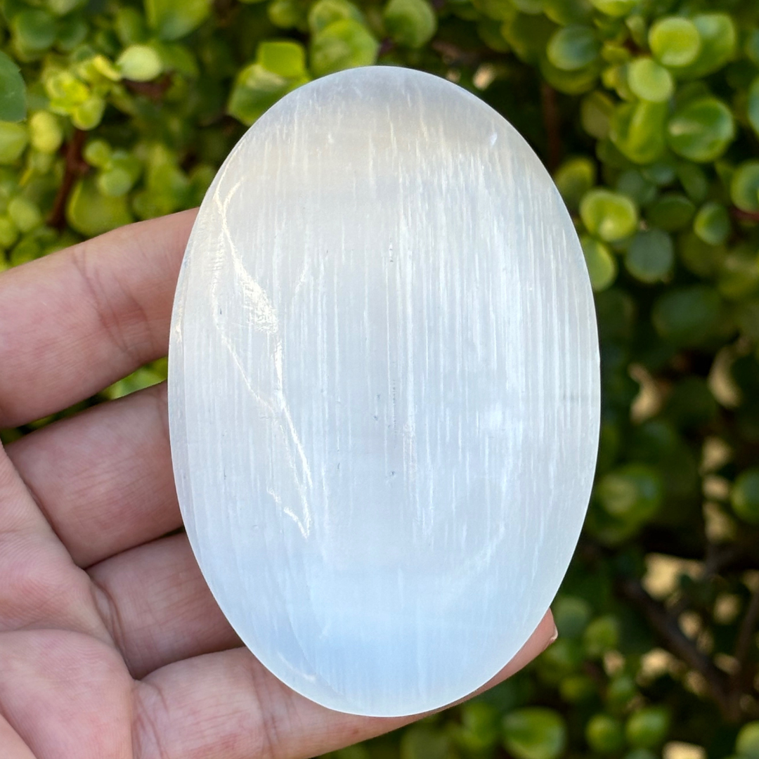Selenite Palm Stone