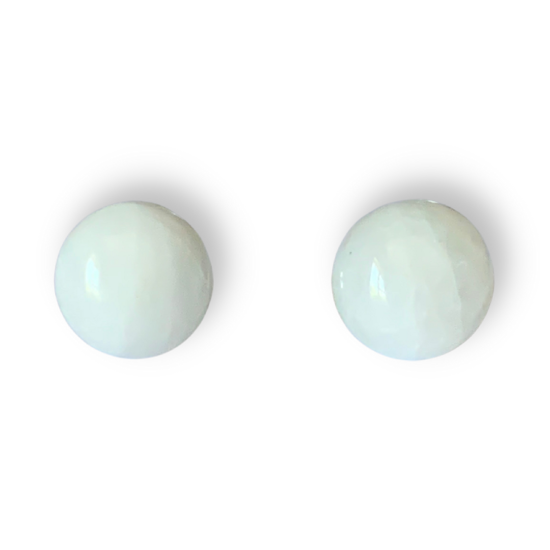 Snow Quartz Round Stud Earrings