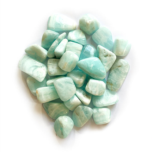 Caribbean Blue Calcite Tumbled Stones AA Grade