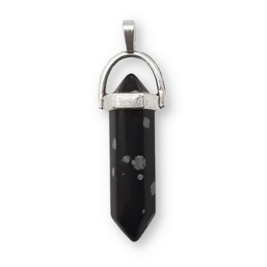 Snowflake Obsidian Double Point Pendant