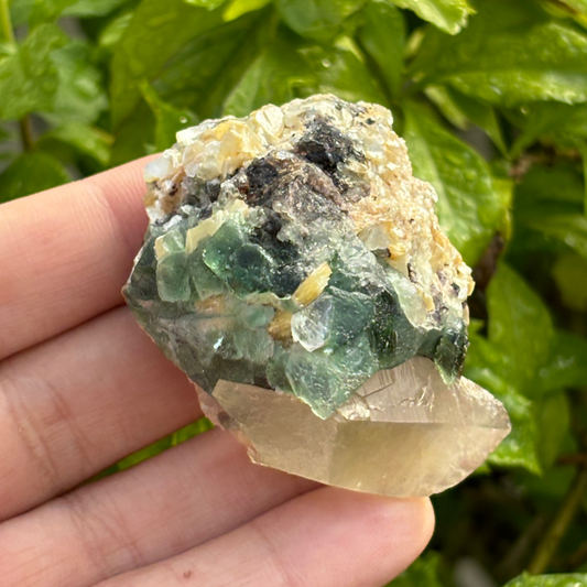 Green & Purple Fluorite, Quartz, Schorl & Muscovite Specimen