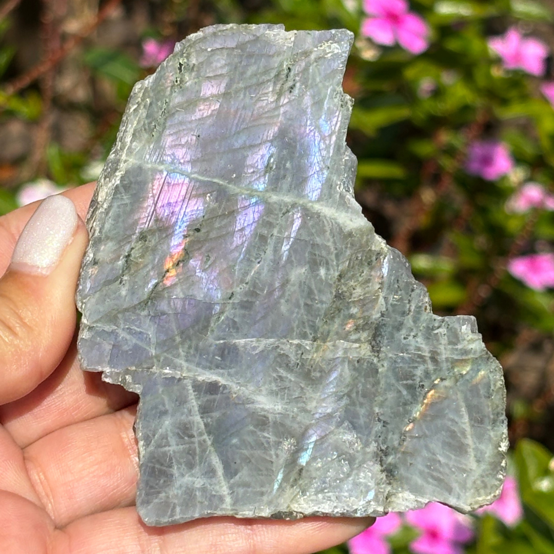 Labradorite Purple Half Polished Piece