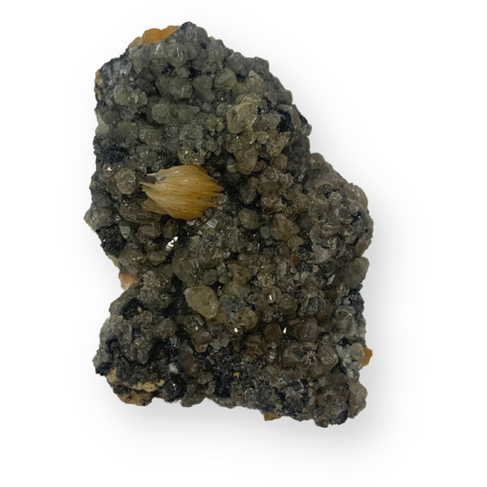 Baryte, Cerussite on Galena Cluster