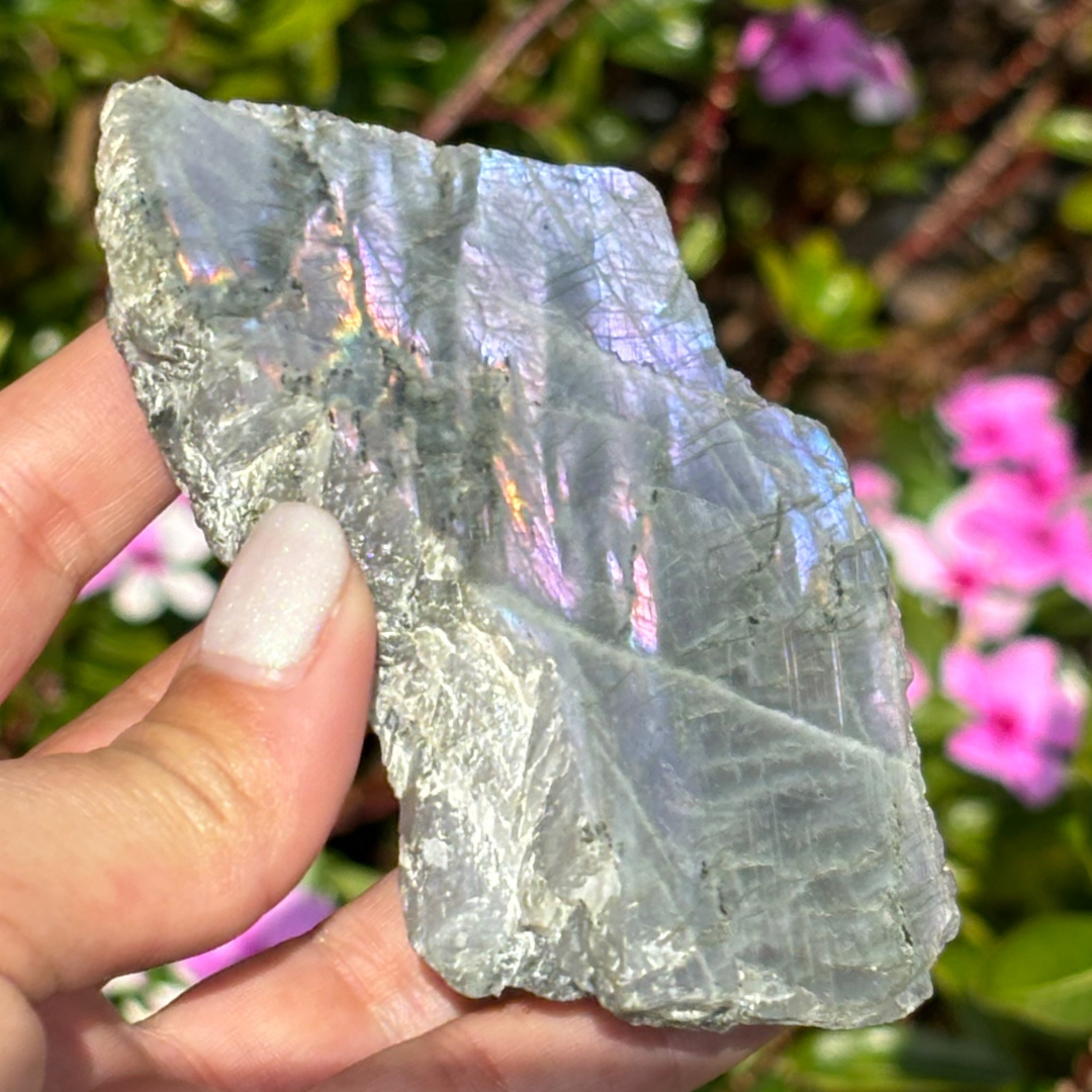Labradorite Purple Half Polished Piece