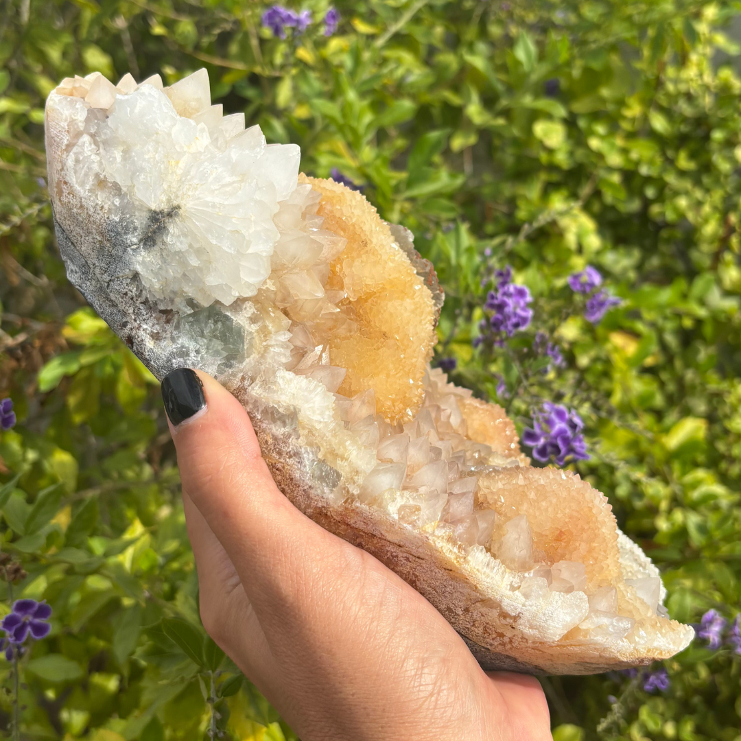 White & Yellow Quartz Cluster with Green Fluorite - 2.4 kg's