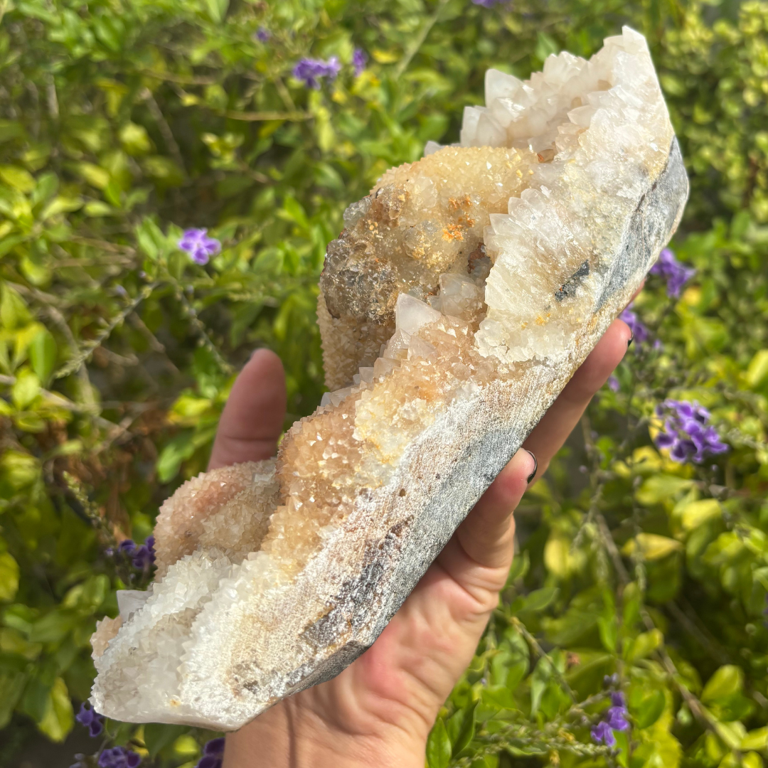 White & Yellow Quartz Cluster with Green Fluorite - 2.4 kg's