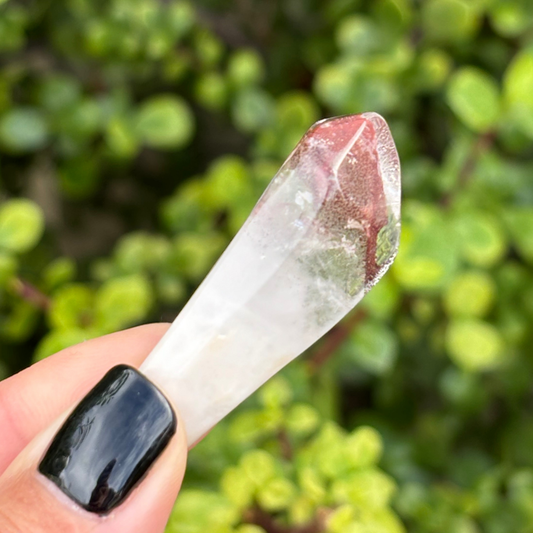 Ishuko Red Hematite Phantom Quartz Point - Polished