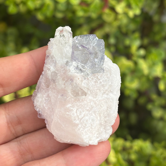 Purple Blue Fluorite with Calcite & Quartz Specimen