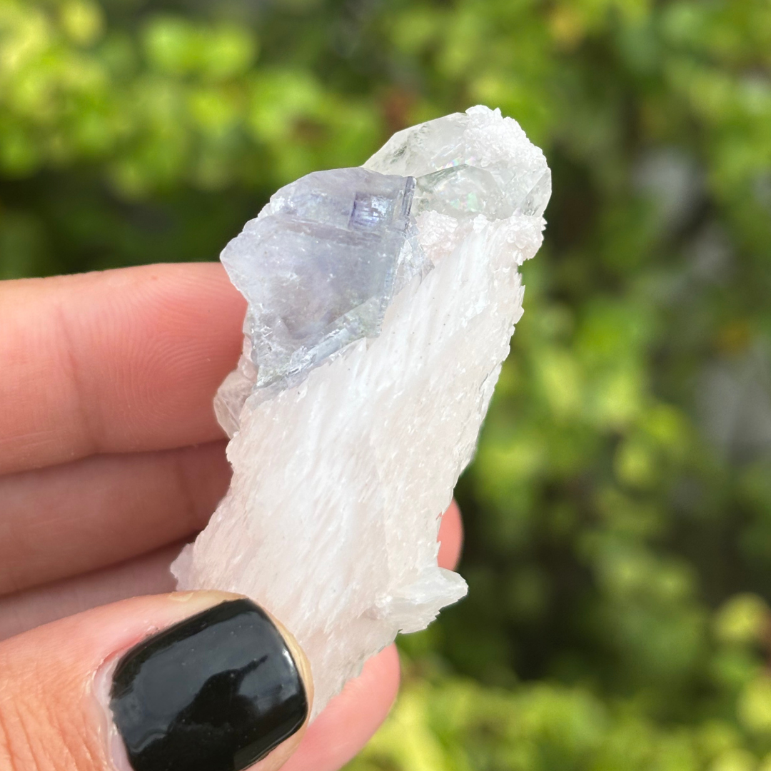 Purple Blue Fluorite with Calcite & Quartz Specimen